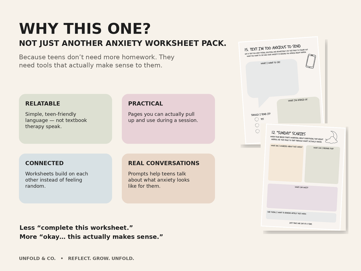 Teen Anxiety Therapy Worksheets