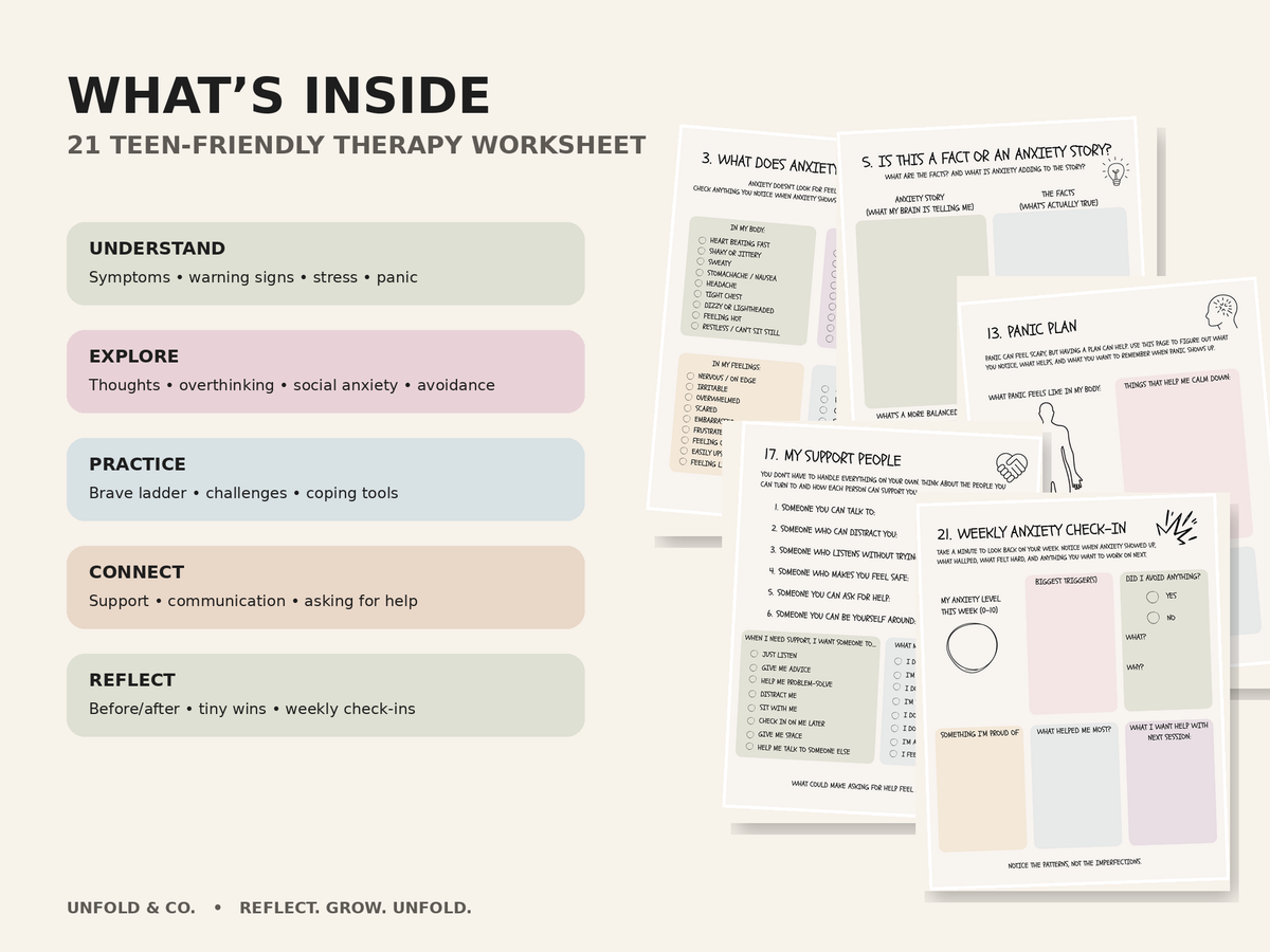 Teen Anxiety Therapy Worksheets